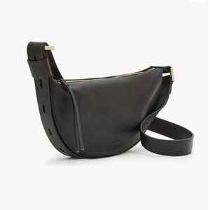 All saints Half Moon Leather Crossbody Bag Slate Gray